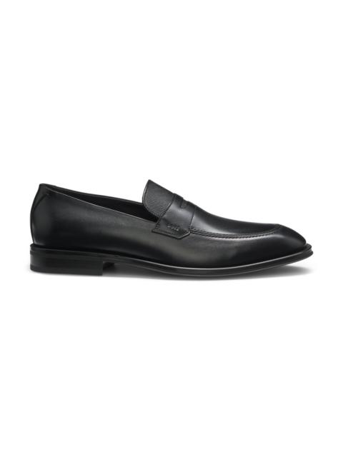 TEXTURED-TONGUE LOAFERS IN LEATHER