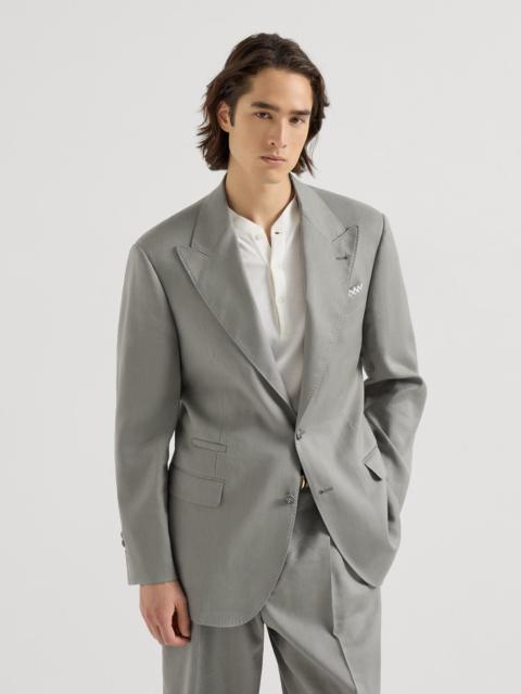 Brunello Cucinelli Tailor blazer in linen, virgin wool and mohair gabardine with peak lapels and metal buttons