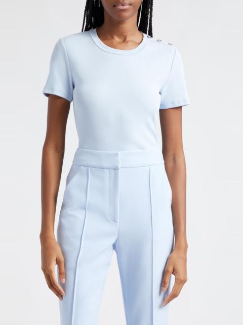 Veronica Beard Draya Rib Stretch Cotton Top in Ice Blue at Nordstrom