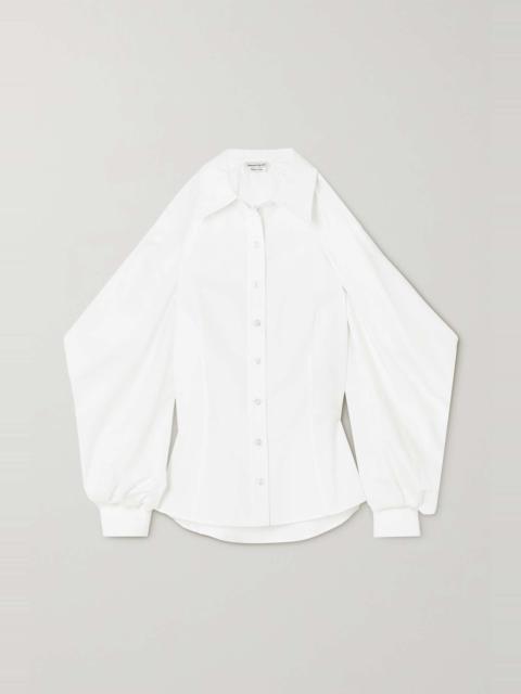 Cutout cotton-poplin shirt