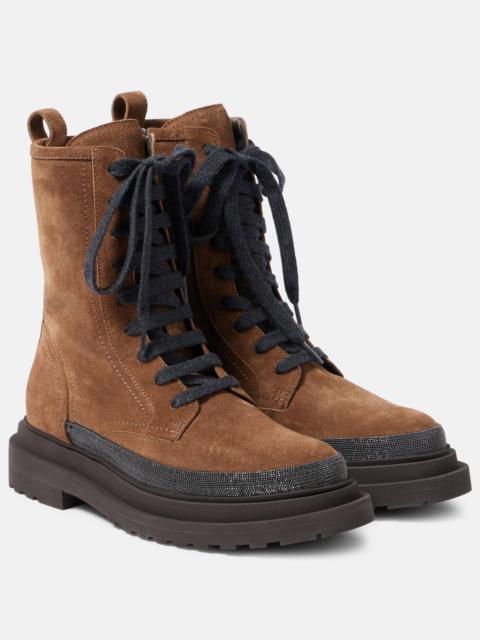 Suede combat boots