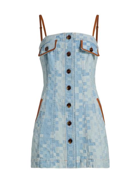 RAMY BROOK Women's Luis Patchwork Denim Minidress - Indigo Checkered