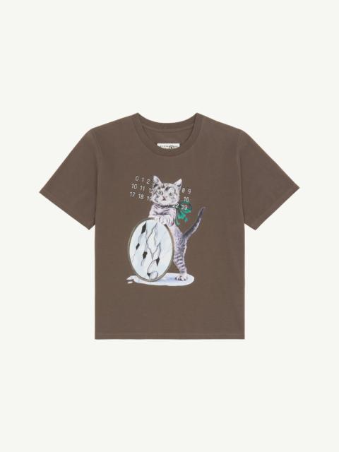 Cat & Glitter Print T-Shirt