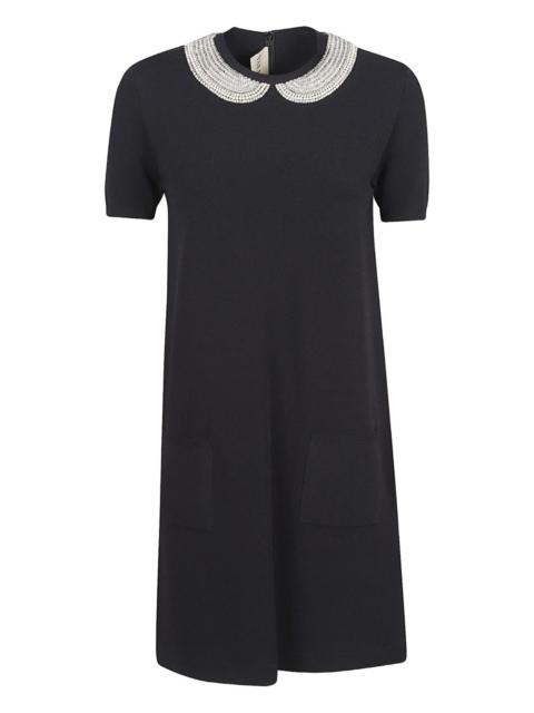 Valentino embellished-collar dress
