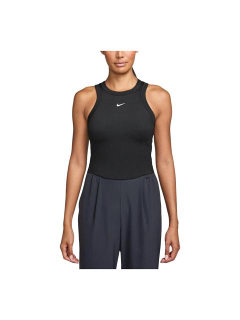 Nike (WMNS) Nike One Fitted Dri-FIT Cropped Tank Top 'Black White' FN2806-011