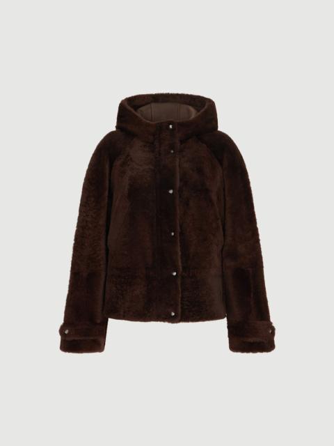 Brunello Cucinelli Shearling outerwear jacket with shiny zipper pull