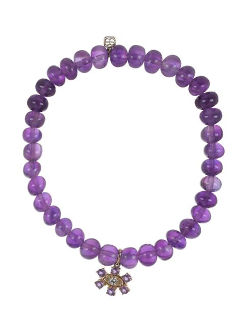 SYDNEY EVAN Amethyst Evil Eye Flower Charm Bracelet