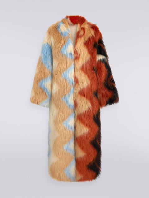 Missoni Long coat in faux fur with zigzag