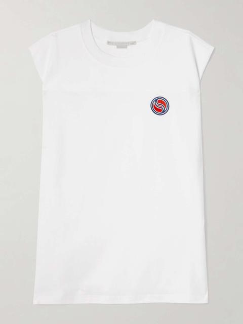 Embroidered cotton-jersey tank