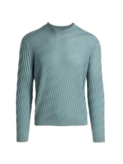 EMPORIO ARMANI Men's Diamond Virgin Wool Sweater - Teal