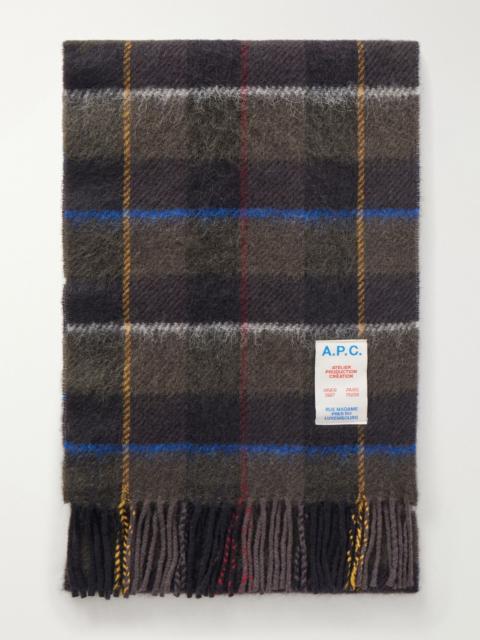 A.P.C. Leon Fringed Checked Virgin Wool and Alpaca-Blend Scarf Multi