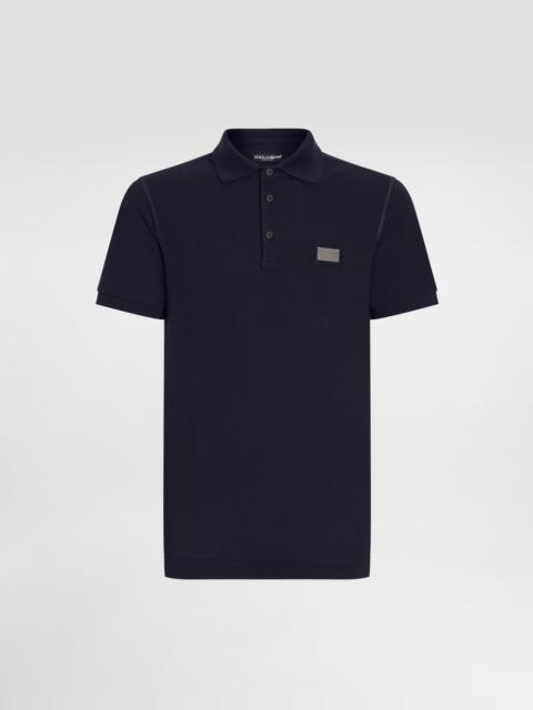 Dolce & Gabbana Cotton piqué polo-shirt with branded tag