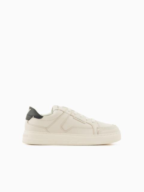 EMPORIO ARMANI Hammered-leather sneakers