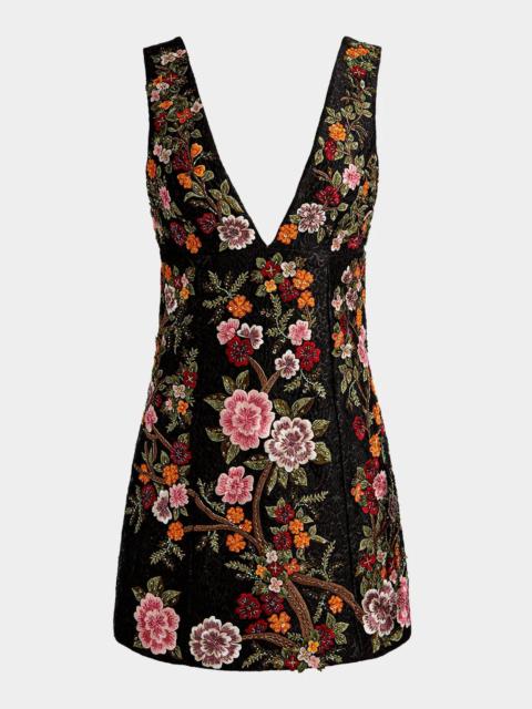Alice + Olivia Mandy Embroidered Mini Dress