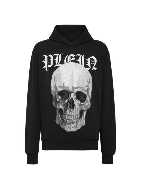 skull-print rhinestone-embellished hoodie