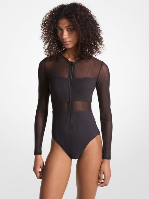 MICHAEL KORS Stretch Nylon Zip-Up Swimsuit