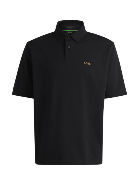 BOSS COTTON-JERSEY POLO SHIRT WITH PRINTED ARTWORK