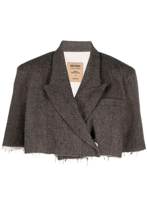 UMA WANG herringbone-pattern wool cropped blazer