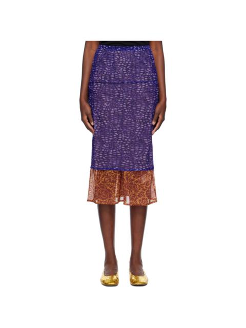 Dries Van Noten Purple & Orange Mesh Midi Skirt
