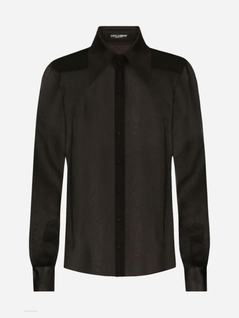 Silk chiffon shirt with satin details