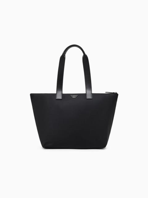 EMPORIO ARMANI FOLDABLE TOTE BAG WITH MATCHING POUCH AND ZIP CLOSURE