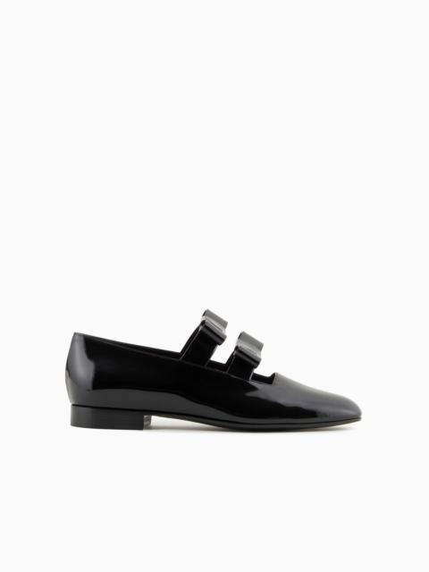 GIORGIO ARMANI Patent leather ballerinas with bow detail