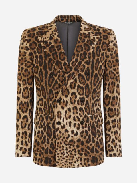 Dolce & Gabbana Double-breasted wool Sicilia-fit suit with leopard print