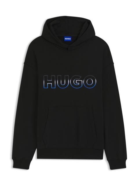 HUGO COTTON-TERRY HOODIE WITH OMBRÉ EMBROIDERED LOGO