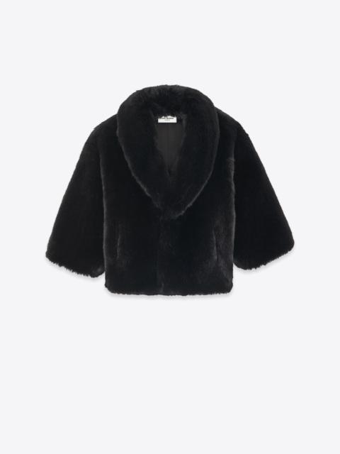 SAINT LAURENT shawl-collar coat in animal-free fur