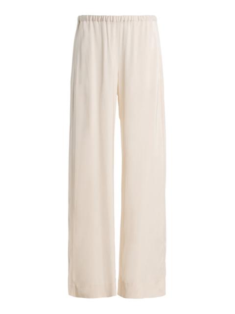 House of Dagmar Silk Wide-Leg Pants ivory