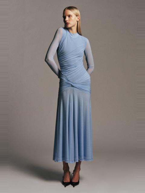 BARDOT Liyana Ruched Mesh Dress In Sky Blue