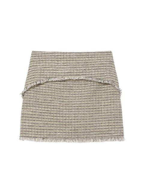 frayed-hem tweed mini skirt