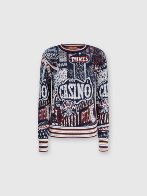 Missoni Crewneck pullover in wool blend with jacquard lettering