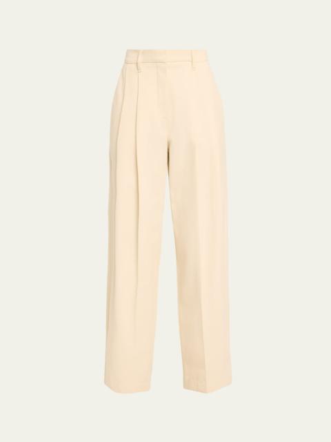 Double Pleated Stretch Wool Grisaille Trousers