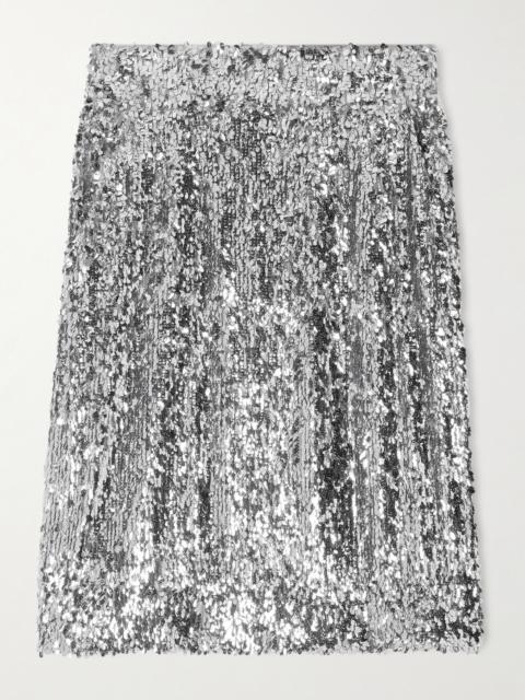 Dolce & Gabbana Sequined Mesh Midi Skirt