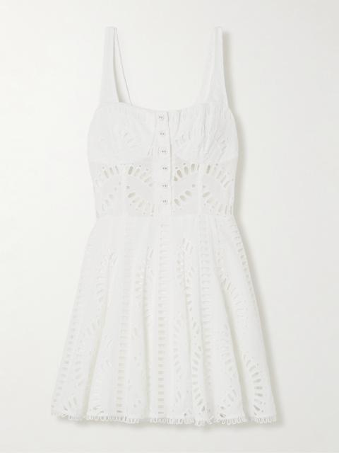 Charo Ruiz Ricka Scalloped Broderie Anglaise Cotton-blend Mini Dress