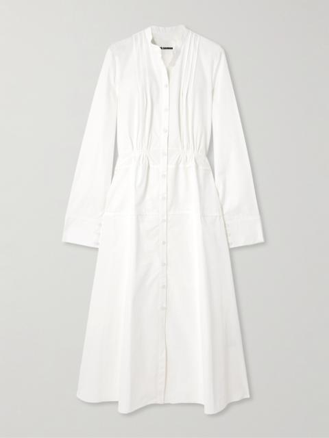 Jil Sander Pintucked Cotton-poplin Maxi Shirt Dress