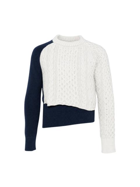 sacai Two Tone Cable Knit Sweater