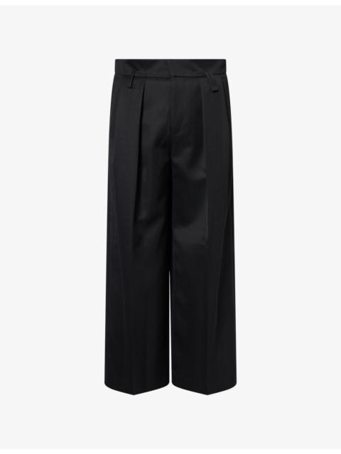 Simone Rocha Peeling-Waist Wide-Leg Wool-Blend Trousers