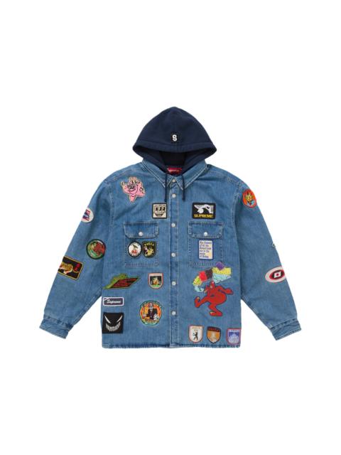 Supreme Supreme Patches Hooded Zip Up Shirt Denim