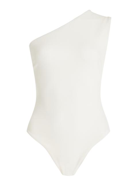 HAIGHT Luisa One-Shoulder Crepe Swimsuit white