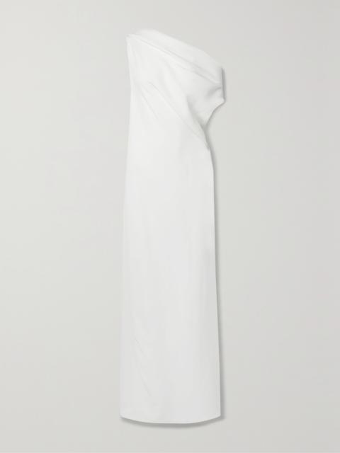 The Row Bamaris One-shoulder Draped Silk-crepe Maxi Dress