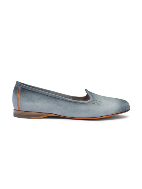 Santoni Women's light blue suede loafer