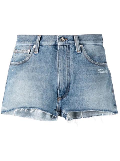 Off-White logo-print frayed-edge denim shorts