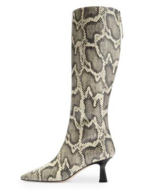 Aeyde Women's Klea 40MM Snakeskin-Embossed Leather Knee-High Boots - Creamy