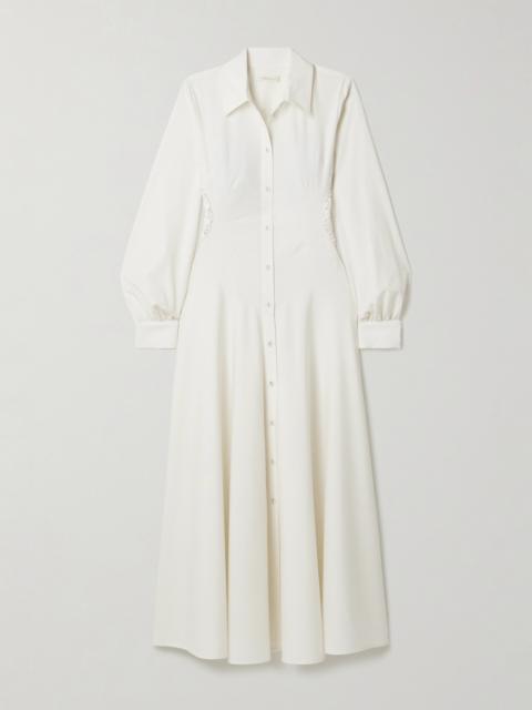 diotima Lewis Crocheted Cotton-trimmed Wool Maxi Shirt Dress