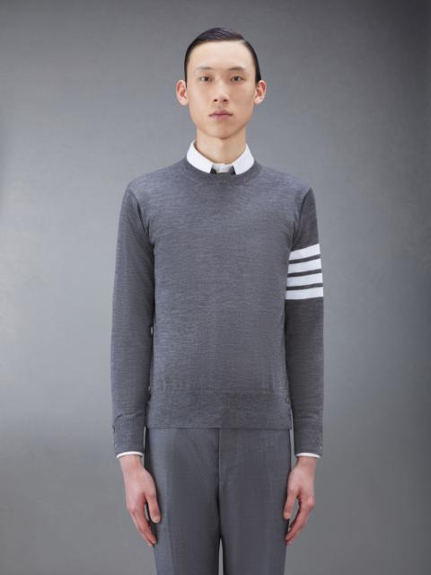 Thom Browne CLASSIC CREWNECK PULLOVER W/ 4 BAR SLEEVE IN FINE MERINO WOOL