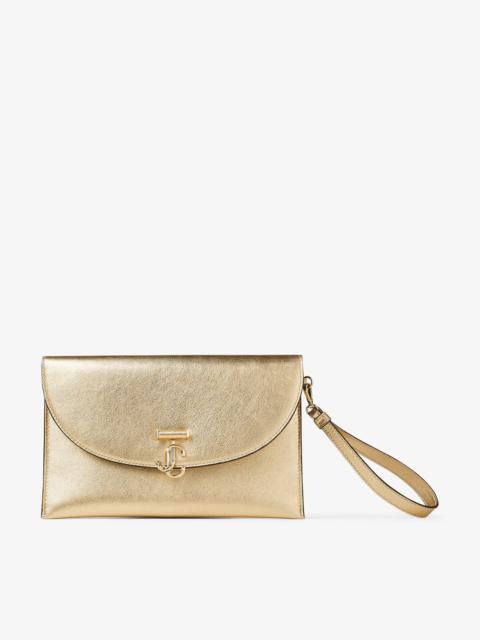 JIMMY CHOO JC Envelope Pouch
Gold Metallic Nappa Pouch with JC Emblem