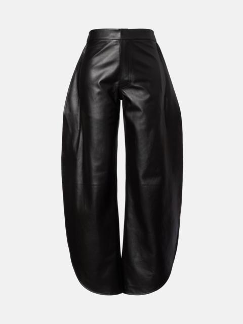 Alaïa High-rise leather barrel-leg pants