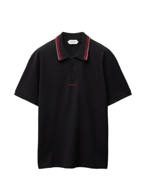 VERSACE embroidered-logo cotton piqué polo